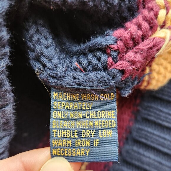 Vintage Brooks Brothers Cotton Cable Knit Cricket V-Neck Sweater Navy - Picture 6 of 10